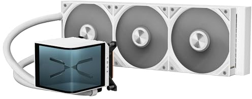 TRYX Panorama 360 Weiß | 360mm AIO Wasserkühlung - 6,5 Curved AMOLED Display mit 3D-Anamorphic-Effekt – 320 W TDP – Magnetische Lüfter - CPU-Kühler für LGA 1851/1700/1200/115X & AM5/AM4