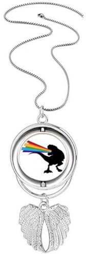nej/ingen regnbåge fontän dinosaurie baksida hänge änglavingar roterande halsband smycken, Medium