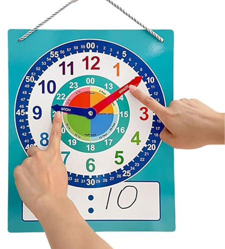 Kinder Time Praxis Uhr - Trockenlösch -Unterrichtsblatt, unterhaltsames Lernwerkzeug | Glattes einfaches sauberes Umschreibungsmaterial Build, helle visuelle Hände auf Produkt, effektiver Kindergarten