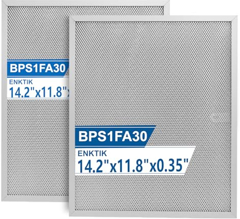 BPS1FA30 Range Hood Filter Replacement, 14.2 x 11.8, Compatible with Broan Nutone QS1 QS2, Aluminum Grease Filter for Kitchen Overhead Exhaust Fan Blocks Grease & Filters Oven Air (2 Pack) by Enktik