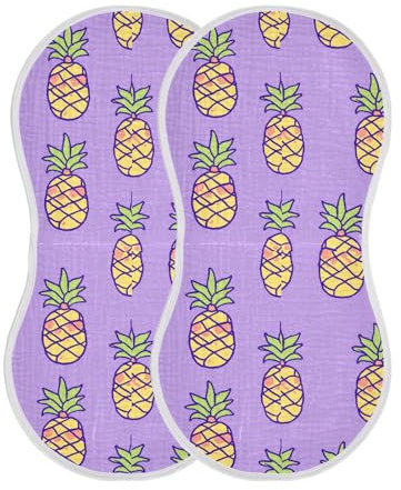 siphylline ananas lila söt bomullsrapningstrasa andningsbar tvätttrasa för unisex set om 2, 22 x 11 tum