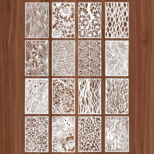 Aihoom 16Pcs Flower Pattern Stencils for Crafts Reusable, Art Stencils for Painting, Mixed Media, Wall, Canvas, DIY Projects, Adults & Kids, Flexible Templates for Scrapbooking