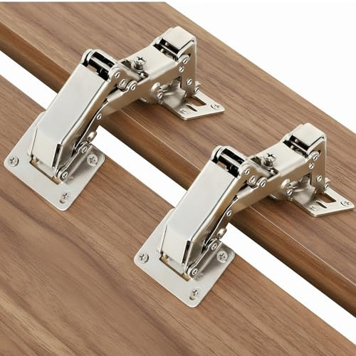170 Degree Soft Close Cabinet Hinges, 4 Pack Cabinet Hinges with Cover Plate with Screws, Hidden Concealed Door Hardware, Self Closing for Kitchen Cupboard, Corner Cabinets, Folding Door