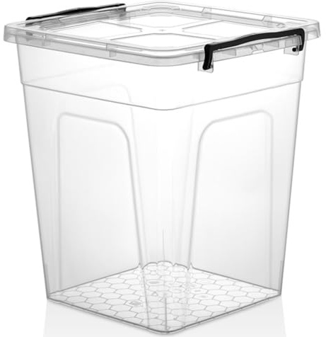 Easy Shopping® Clear Plastic Deep Storage Box with Locking Lid Food Grade Container Ideal for Kitchen, Home, Office, Travel & More Stackable, Multiple Sizes (30 Litre)