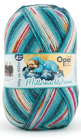 Opal Mitternachtstraum Sockenwolle, 4-fach, 75% Schurwolle Superwash, 25% Polyamid, 100g, 425m Lauflänge, für Strickprojekte, Nadelstärke 2,5-3,0mm (11640 Knochensuche)