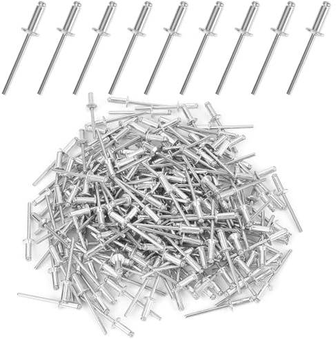 200 remaches ciegos de aluminio, 4 x 10 mm, remaches de remaches, plateados, remaches ciegos para edificios, barcos, coches y muebles