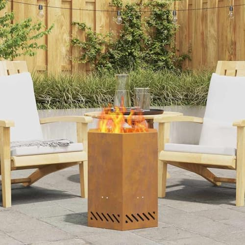 Gecheer Fogata Hexagonal Moderna para Exterior: Diseño Elegante, Sin Humo, Resistente al Tiempo Jardines y Terrazas Modelo YHSQY-858985ES