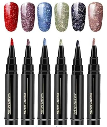 6 Stücke Gel Nagellack Stifte, 5 Ml Nagellack Stift, Schnelltrocknende Gel Nagellacke Ohne UV Lampe, Maniküre Stift Für Glänzende, Schnelltrocknende Nagellacke Kunst Stifte (C)