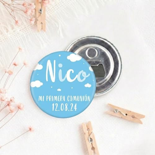 Pack 25 Abrebotellas Personalizados con Foto e Imán para Invitados | Regalos Fiesta de Comunión, Boda y Bautizo | Bodapix