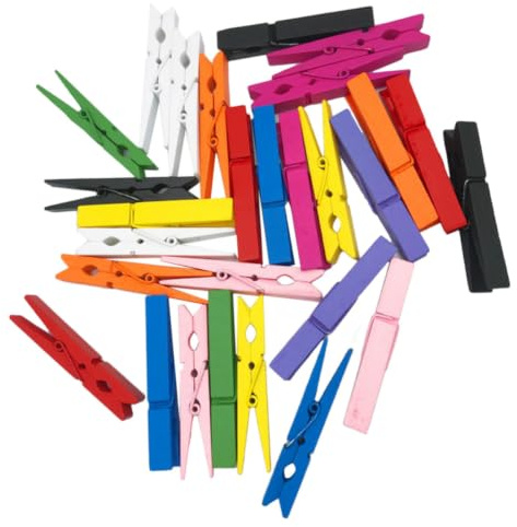 TOVINANNA 50 Pezzi Mollette di Legno Colorate per Lavoretti e Clip per Foto, Multifunzionali e Portatili, per Artigianato e Decorazioni Fotografiche