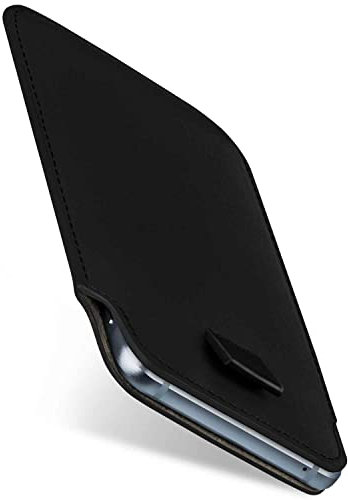 moex Slide Case für iPhone 5s / 5 / SE (2016) Hülle zum Reinstecken Ultra Dünn, Holster Handytasche aus Vegan Leder, Premium Handyhülle 360 Grad Komplett-Schutz mit Auszug - Schwarz