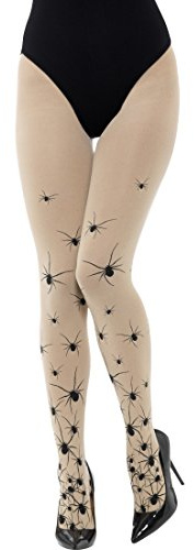 Amakando Spinnenstrumpfhose - Blickdicht - Gothic Damenstrumpfhose Halloween Leggins Hexen Feinstrumpfhose Hexenkostüm Accessoires Halloween Strumpfhose mit Spinnen