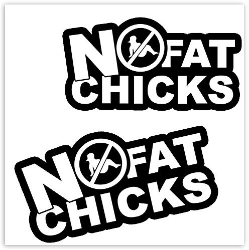 SkinoEu® 2 Stück Vinyl Aufkleber Autoaufkleber Funny Lustig Stickers No Fat Chicks Keine Dicken Frauen Auto Moto Motorrad Fahrrad Fenster Tür Tuning B 45