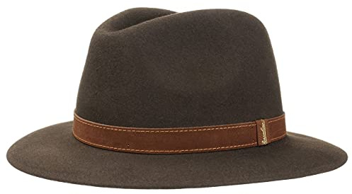 Borsalino Travellerhut Marrone für Herren Haarfilzhut Fedora mit Lederband Winter Sommer (60 cm - braun)