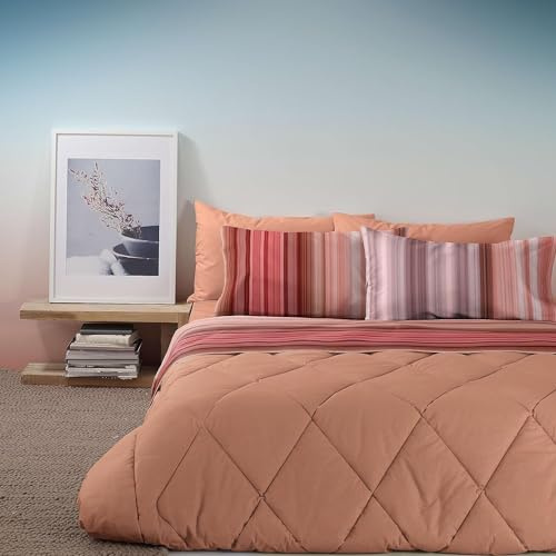 Bassetti Completo Letto Matrimoniale 2 Due PIAZZE Dream 100% Cotone Sopra + Sotto + 2 FEDERE (salmone)