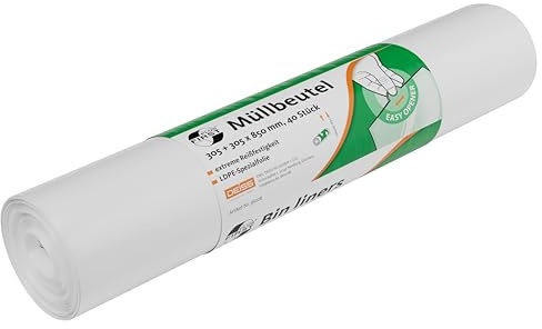 Müllbeutel aus LDPE, 1A-Material passend für Drahtgitterkörbe, 80 l, weiß, 40 Stück/Rolle