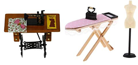 Puppenhaus Miniatur Bügelbrett Set, Nähmaschine Und