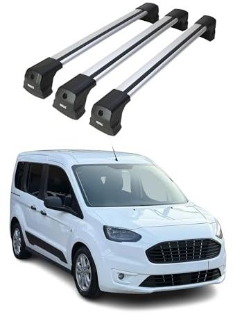 OMAC Dachträger für VW Touran 2015-2026 Aluminium 2 Stangen Silber | TÜV/DIN 75302:2019 geprüft, Abschließbar, bis 75 kg Traglast, Querträger, Grundträger