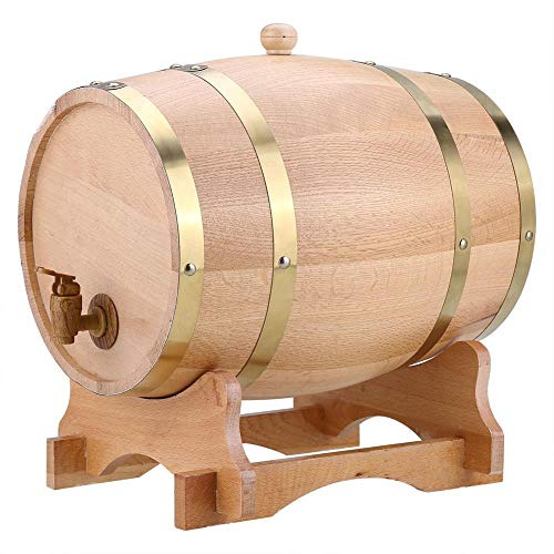 1,5L/ 3L/ 5L/ 10L Holzfass Bierfrässer Weinfass mit Zapfhahn, Stopfen und Holzbock, Heimbrauen Bierbrauen Fass, Perfekt für Bier Whisky oder Wein(10L)
