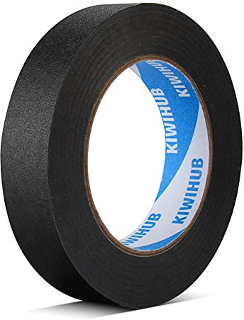 KIWIHUB Schwarzes Abdeckband, 2,5 cm x 55,4 m, für Malerei, Etikettierung, Basteln, Dekoration und Schulprojekte
