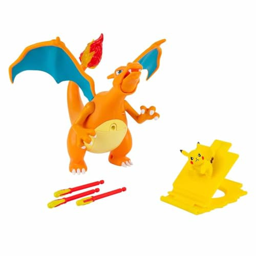 Pokémon PKW2731 -Interaktive Deluxe Figur - Feuer & Flug Glurak, offizielle Figur