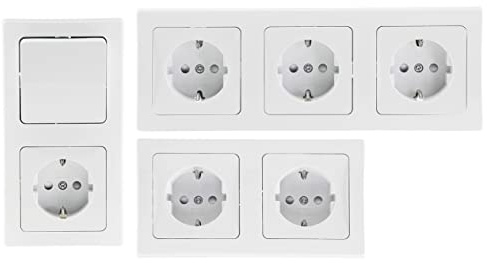 ChiliTec Unterputz Steckdosen Schalter Delphi Set, 3 Sets, Weiß | 3x Kombi Starter Set, Lichtschalter & Steckdosen