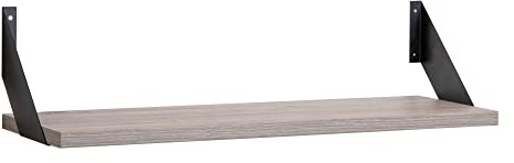 Wandregal mit Regalwinkeln, Regalboden Breite 60, 80 o. 100cm wählbar, T25xH2,5cm, Schweberegal versch. Farben Büroregal Wandboard Bücherregal Regal Büro, Laden, Flur (Regalboden 60cm, Eiche modern)
