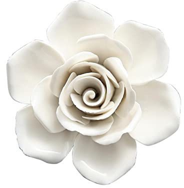 perfk Fiori in Ceramica Decorazione da Parete Fiore 3D Appeso a Parete Decorazione Artistica Ornamento Fatto per Camera da Letto Soggiorno Casa, S Rosa 10 cm