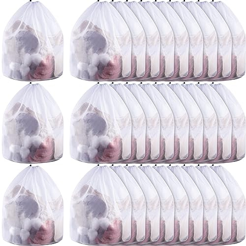 12 Pcs 24 * 32 Inches Fine Mesh Laundry Bag with Drawstring Large Heavy Duty Mesh Bag Machine Washable Sheet Drawstring Net for Delicates College Dorm