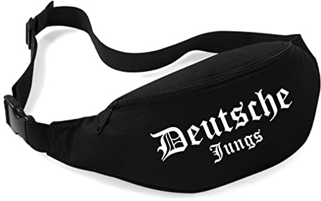 Deutsche Jungs Bauchtasche | Deutschland Tasche - Ultras - Fussball - Hüfttasche - Bag | Schwarz