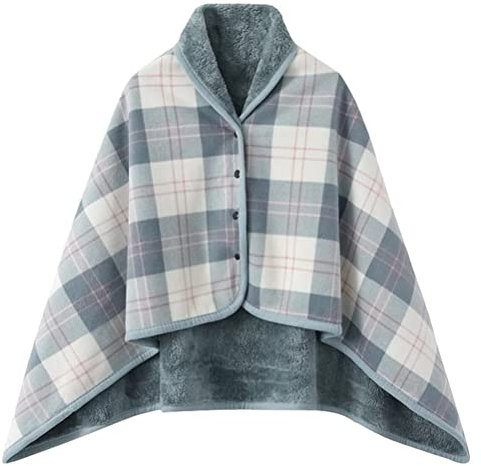 ORANDESIGNE Damen Poncho Winter Warm Schal Wrap Umhang Strick Cape Cardigan Frauen Open Front Cape Warm Decke Dicke Fleece Decke Deckenstoffschaln Schalcape Winterschal Hellblau 100 x 140 cm