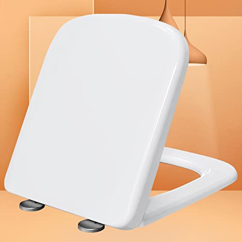 Absenkbarer Toilettendeckel Eckig Antibakteriell Wc Sitz Familien Klobrille Quick Release Easy-Clean-Funktion Wc-Sitz Quick Release, Top-Installation,white-36 * 44cm