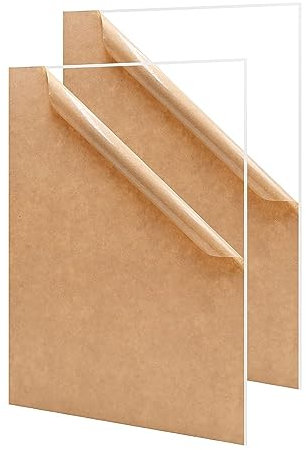 DMJOULI Clear Acrylic Sheet A3 Transparent Perspex Sheet,1mm Thick Panel Plastic Sheet Square Acrylic Discs for Picture Frame Glass Replacement, Display Projects, Painting, DIY Craft(2pcs)