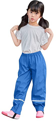 1-12Years, Rain Pants for Kids Toddlers Rain Waterproof Pants Girl Mud Dirty Proof Trousers Unisex Kid's Rain Trousers Waterproof Rain Over Trousers Childrens Boys Rainwear (04-Blue, 4-5 Years)