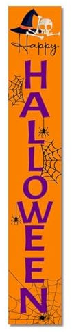 Horienteeon Happy Halloween Willkommensschild für Haustür Halloween Holz stehend für Terrasse Urlaub stehend Willkommensschilder Halloween Dekorationen für Tür Wand 121,9 x 20,3 cm