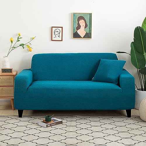 DOTBUY-SHOP Stretch Sofa Überzug - Elastische Wasserdicht Couch Überzug 4/3/2/1 Sitzer Stretchbezug Sofabezug Universal Sofa Cover Sofaschoner Möbelschutz (145-180cm,Türkisblau)