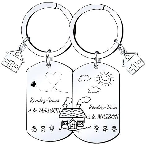 Lumengqi Cadeau Nouvelle Maison Porte-clés Nouvelle Maison Porte clé Couple Personnalisé Porte-Clés Maison Cadeau Couple Porte-Clés Maison Cadeau Cremaillere Porte Clé Cadeaux Couple Original