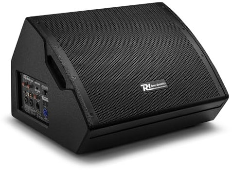 Power Dynamics PDY212SM 12 Active Stage Foldback Monitor - 350W Bi-Amp 2-Way Wedge Speaker with Built-in Mixer, Digital Limiter & Plywood Housing for Live Music & DJ Performances