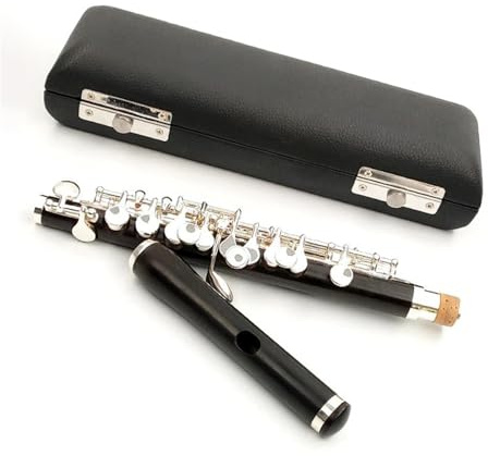 Piccolo-C-Taste Aus Ebenholz, Halbgroße Flöte, Versilberte Tasten, Piccolo-Instrument Mit Koffer Querflöte für Anfänger