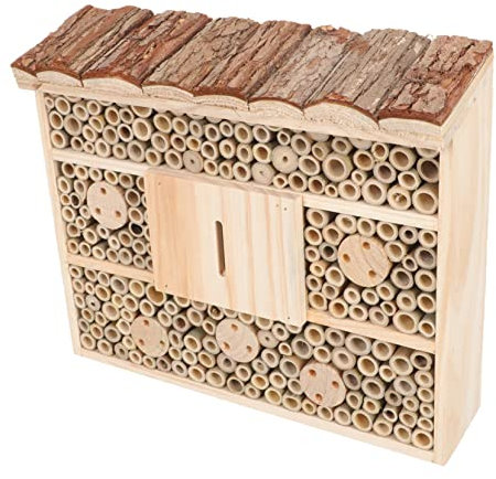 Supvox Holz-insektenhotel Für Bienen Und Marienkäfer Sicherer Lebensraum Für Gartenbewohner Wetterfest Aus Ausgewähltem Holz Für Blühende Gartenlandschaft