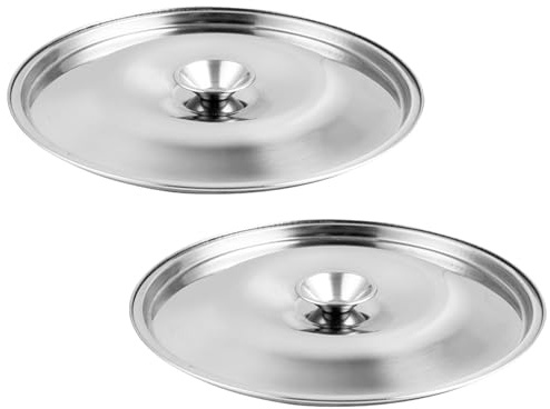 Edelstahl Deckel für Gläser und Töpfe 2 Stück Silber | Ersatzdeckel für Pfannen, Hält Dampf im Inneren, Einfache Ausführung für Schnelles Kochen