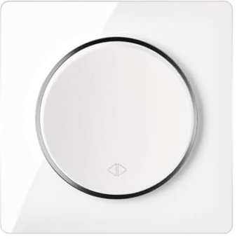 OneKeyElectro Design-Wechselschalter und Glas-Abdeckrahmen Garda Line, Steuerung ein Licht von zwei Orten, Lichtschalter rund 1fach, Unterputz, Schutzart IP20, 230V/16A, Schutzart IP20