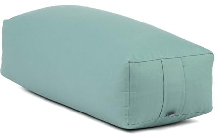bodhi Yoga Salamba Bolster Eco | Waschbarer Bezug aus 100% Bio-Baumwolle | Yogarolle eckig mit Bio Dinkelfüllung | Yogakissen groß für Restoratives Yoga | Maße: 63,5 x 26,5 x 20,5 cm (mineral blue)