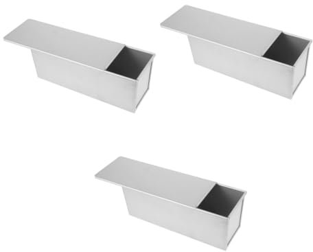 Alipis 3piezas Molde De Pan Con Tapa Deslizante Antiadherente Para Hornear Pan De Caja Para Tostadas y Sándwiches