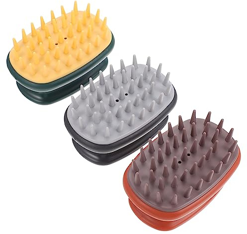 TOVINANNA 3 Stück Silikon Kopfhautmassagebürsten zur Reinigung mit Ergonomischem Griff und Doppelschicht Design für Dusche und Haarwäsche