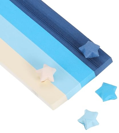 PATIKIL 1080 Sheets Origami Star Paper Strips, 4 Gradient Blue Paper Star Strips for Decoration DIY Hand Art Crafts, 9.4x1/2inch