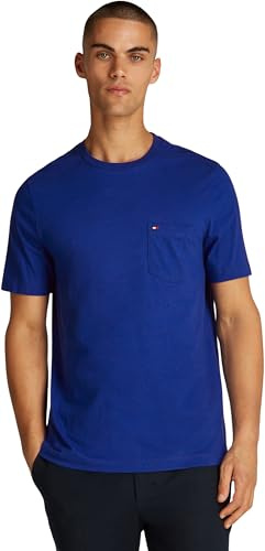 Tommy Hilfiger Camisetas de Manga Corta Hombre Essential con Bolsillo en el Pecho, Azul (Wedge Blue), XS