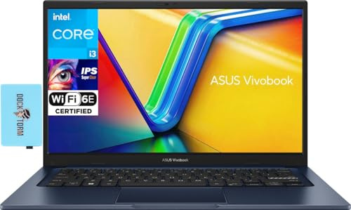 ASUS Vivobook Écran FHD pour ordinateur portable 14 (Intel i3-1215U 6 cœurs, 16 Go de RAM, SSD PCIe 512 Go, Intel UHD, WiF 6E, Bluetooth 5.3, webcam, Win 11 Pro) avec extension de port USB DKZ
