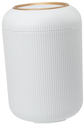 Milageto Mülleimer mit Deckel 9,5L, Zylindrischer Mülleimer aus PP Kunststoff, Runder Abfallkorb, Kleiner Papierkorb für Schreibtisch, Küche, Wohnzimmer, Schlafzimmer, Haushalt, Arbeitszimmer, Weiß