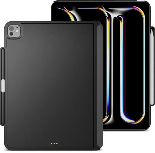 MAGEASY CoverBuddy 2024 iPad Pro 13 Zoll – iPad Pro Hülle kompatibel mit Magic Keyboard für iPad Pro (M4), verbesserte Dicke und Wärmeableitung – Schwarz (Leder)
